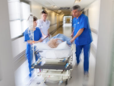 Moving a patient in the hospital